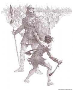 Mormon David killed Goliath armed only with a slingshot and faith. Mormon David killed Goliath armed only with a slingshot and faith.